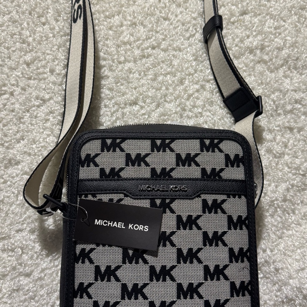 Michael Kors Monogram Black and White Messenger Bag